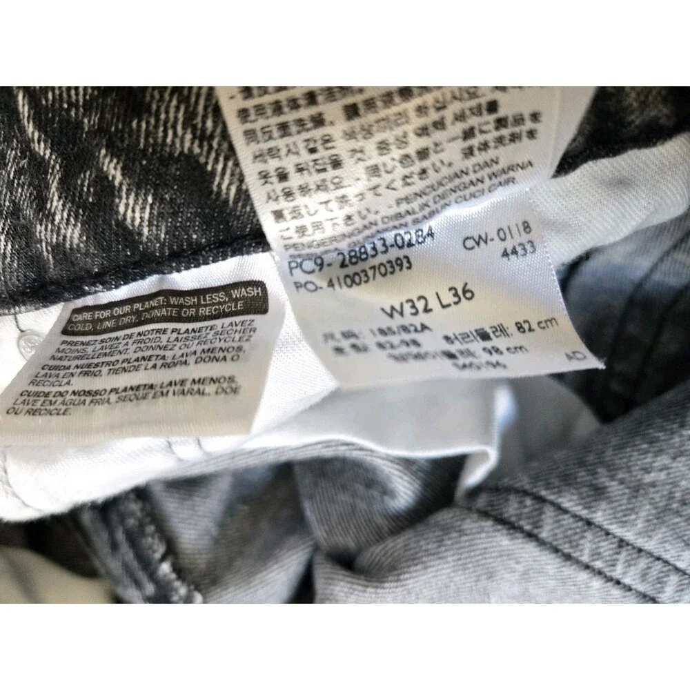 Levi’s 512 Mens Jeans Size 32x36 Grunge Slim Taper  Acid Washed Black Grey